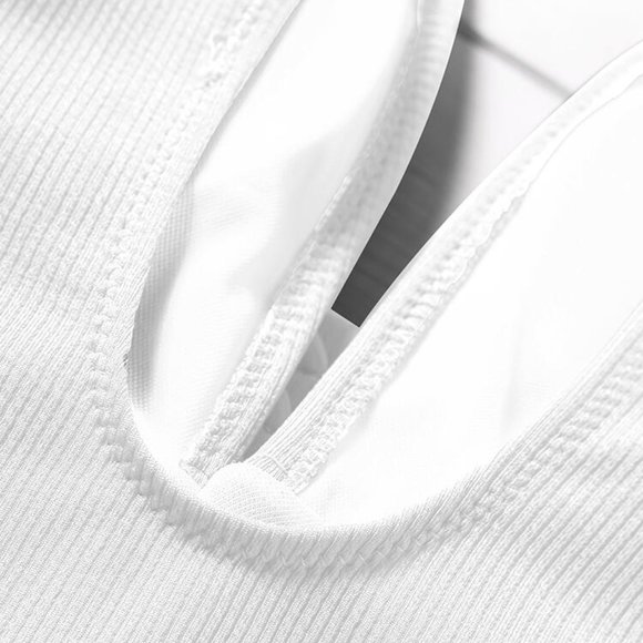 Solid Lace Up One-Piece Swimsuit - White L NEW - Picture 3 of 7